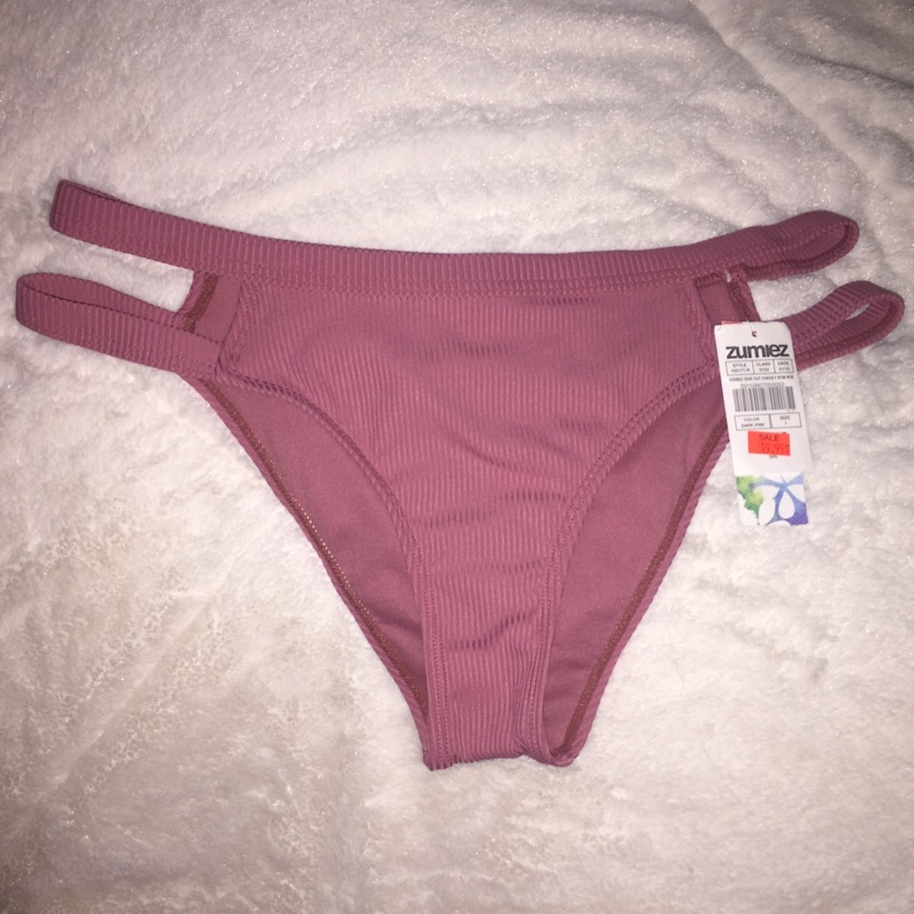 Ribbed Pink Mauve swimsuit bottoms